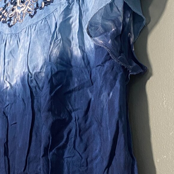 Dress Barn Tie-Died Embroidered Small S Rayon Blouse Cool for Summer! - Picture 4 of 7